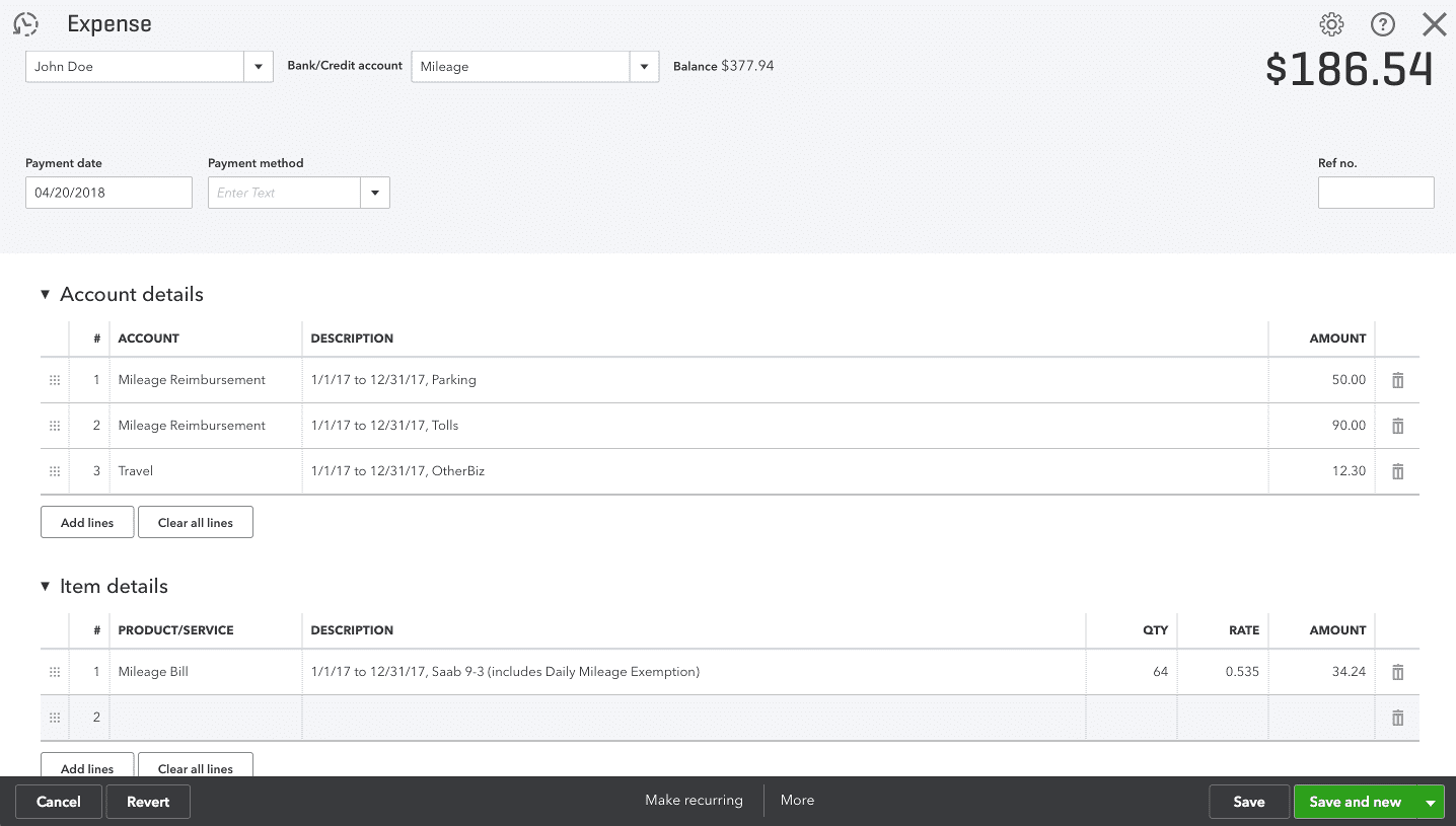 see the total mileage for the year on quickbooks for mac