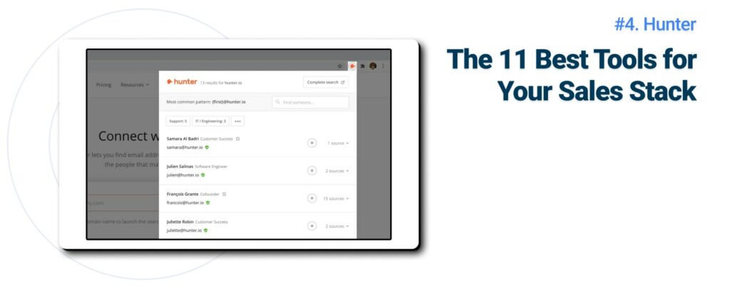 11 best tools for your sales stack hunter email hunter