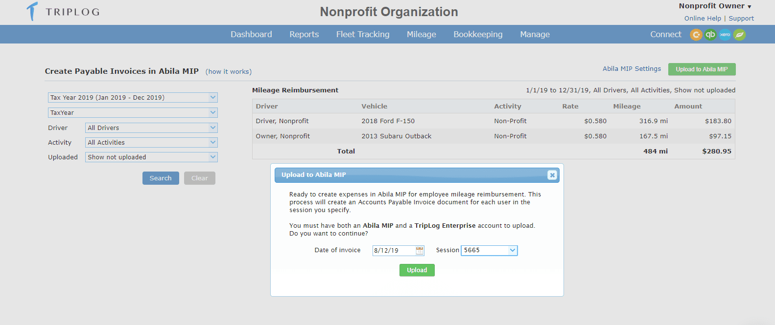 radbeacon connect to triplog