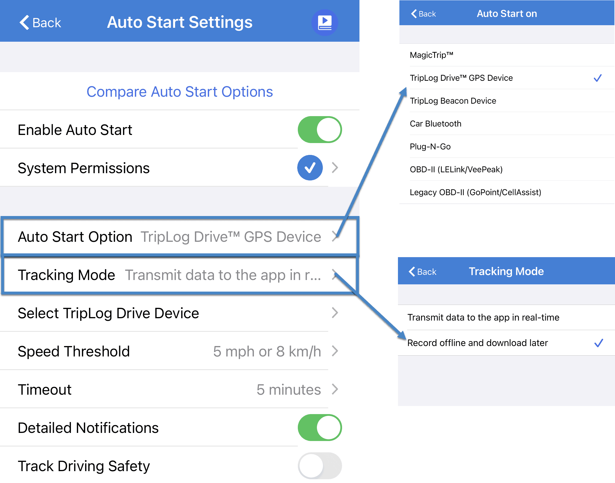 radbeacon connect to triplog